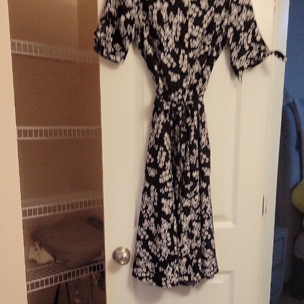 Calvin Klein Collection Black and White Midi Dress